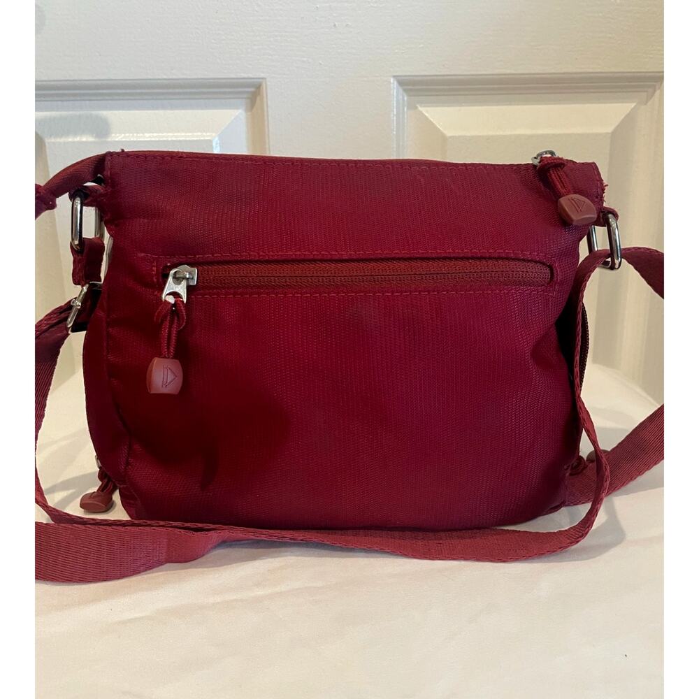 Rosetti E.T.A. Nylon Multi-Pocket Crossbody Travel Bag Purse – Maroon - Picture 4 of 10